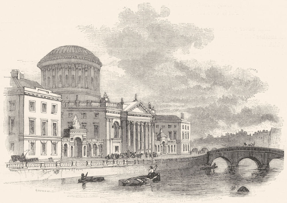 IRELAND. The Four Courts, Dublin 1850 old antique vintage print picture